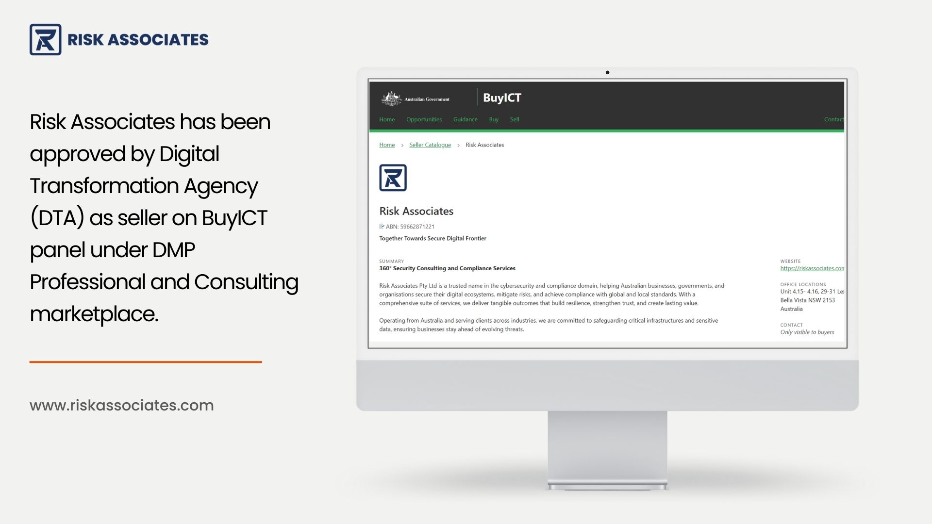 Risk Associates Secures Approval for BuyICT Panel under the DMP – Professional and Consulting Services Marketplace by the Digital Transformation Agency (DTA) Australia